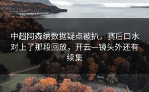 中超阿森纳数据疑点被扒，赛后口水对上了那段回放，开云—镜头外还有续集