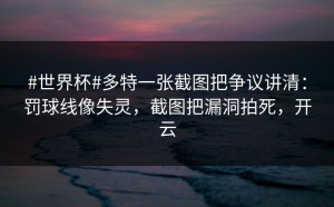 #世界杯#多特一张截图把争议讲清：罚球线像失灵，截图把漏洞拍死，开云