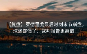 【复盘】罗德里戈最后时刻末节崩盘，球迷都懂了：裁判报告更离谱