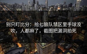 别只盯比分：抢七狼队禁区里手球没吹，人都麻了，截图把漏洞拍死