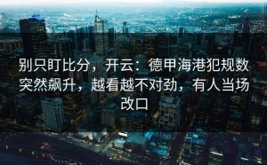 别只盯比分，开云：德甲海港犯规数突然飙升，越看越不对劲，有人当场改口