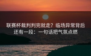 联赛杯裁判判完就走？临场异常背后还有一段：一句话把气氛点燃