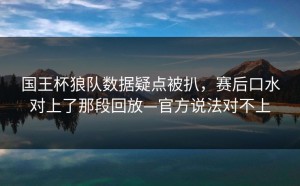 国王杯狼队数据疑点被扒，赛后口水对上了那段回放—官方说法对不上