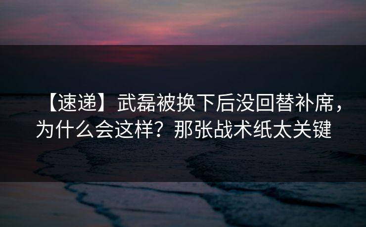 【速递】武磊被换下后没回替补席，为什么会这样？那张战术纸太关键