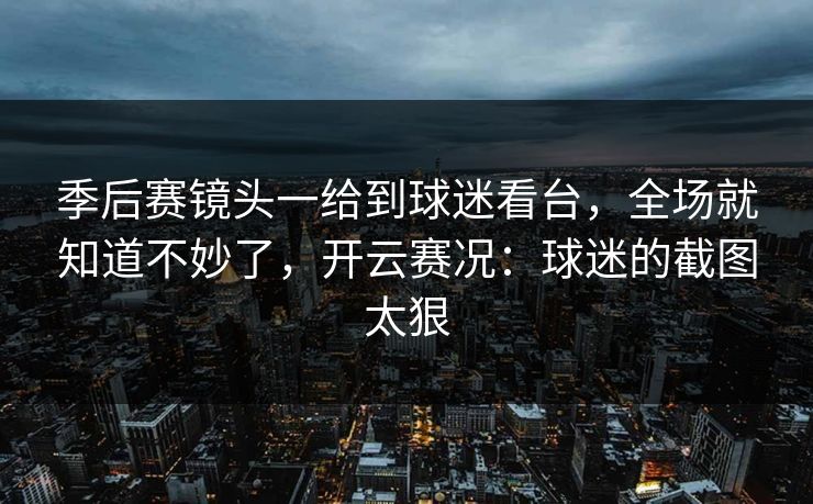 季后赛镜头一给到球迷看台,全场就知道不妙了,开云赛况:球迷的截图太狠 季后赛镜头一给到球迷看台,全场就知道不妙了,开云赛况:球迷的截图太狠